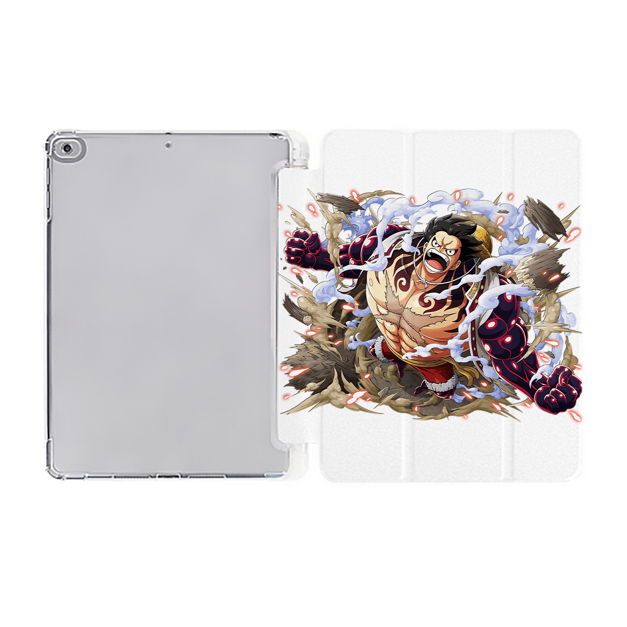 （画像用） ワンピース モンキー・D・ルフィ ONE PIECE Monkey D. Luffy IPad ケース ペン収納付き 三つ折りスタンド PUレザー×シリコン 対応機種9.5/10.5/10.9インチ
